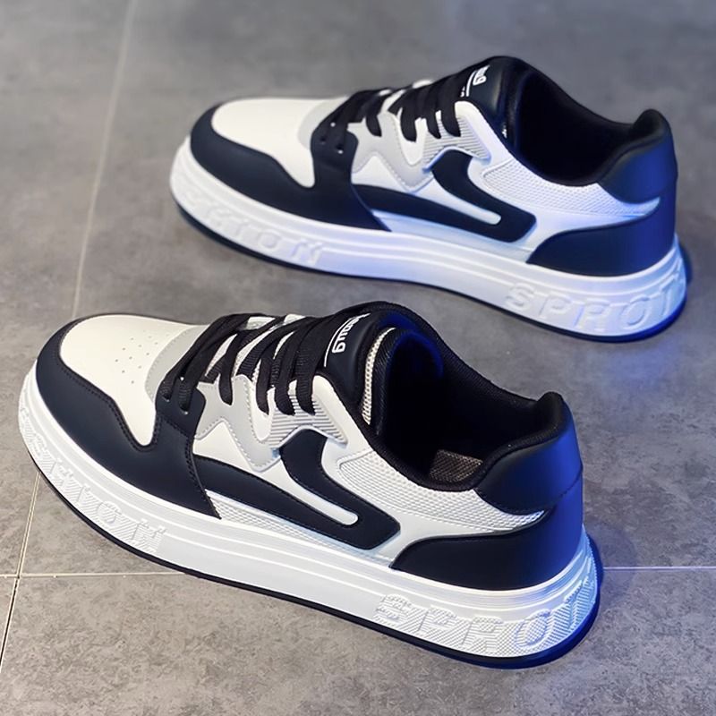 Men's Shoes Summer Shoes Men's Mesh Breathable Boys' Sneakers Black and White All-match Casual Sports Leather Shoes Men's White Shoes