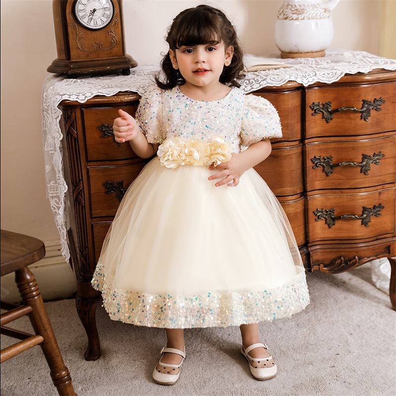Picture of Foreign Trade Cross-border New Children's Princess Dress Sequin Mesh Girls' Wedding Dress Host Performance Dress