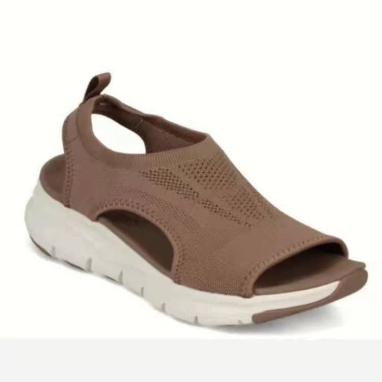 Picture of Cross-Border Sandals for Women European and American Autumn and Summer Foreign Trade New Mesh Thick-Soled Slip-On Fish Mouth Fly-Knit Casual Sports Large Size Shoes