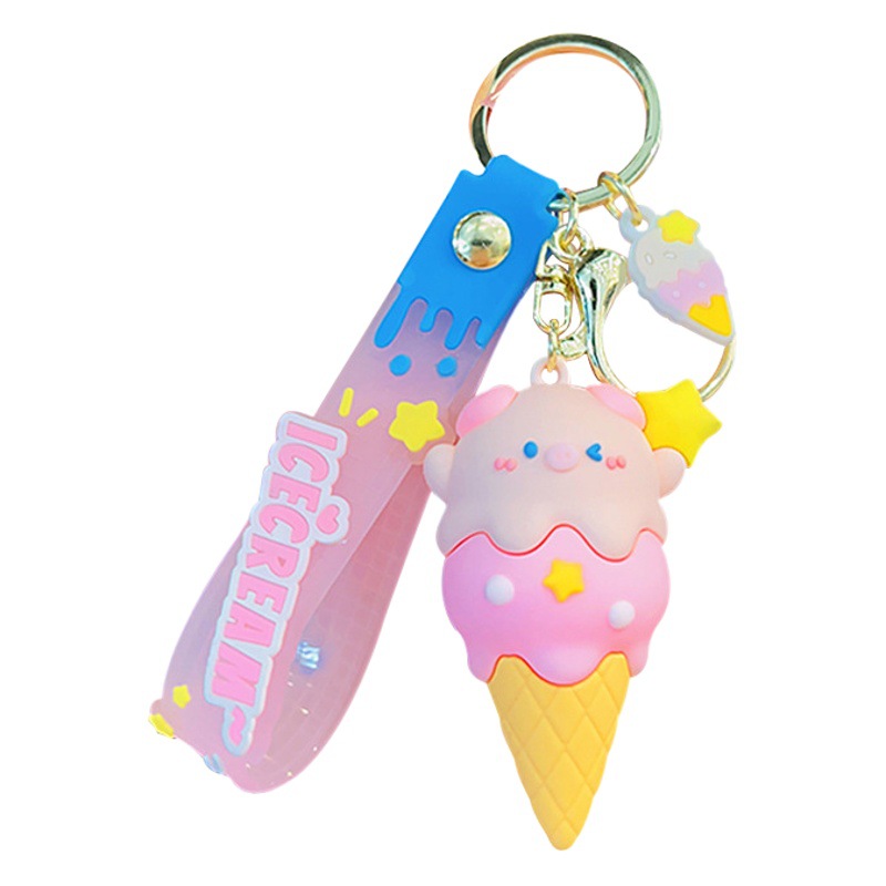 Pig Sweet Cone Creative Schoolbag Pendant Keychain Cartoon Piggy Doll Pendant Couple Key Chain Gift Wholesale
