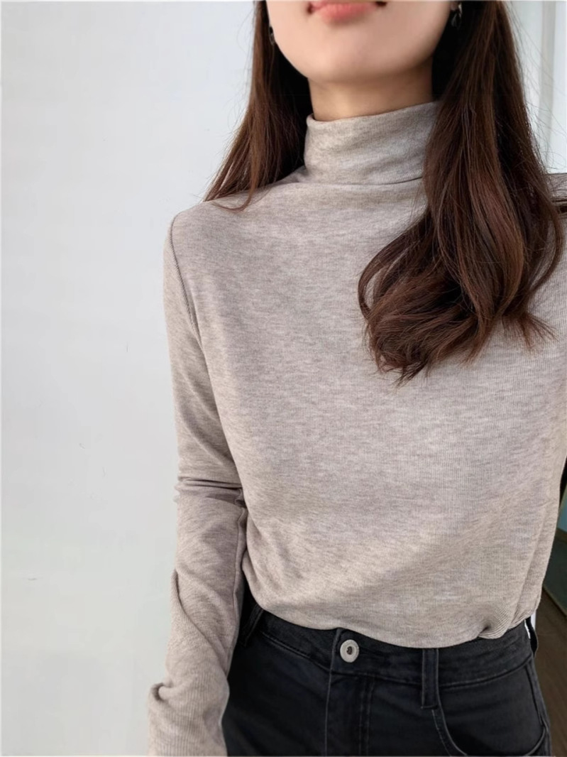 Picture of Brushed fleece-lined Thickened Warm Half-turtleneck Base Shirt Women's Autumn and Winter New Slim-fit Solid Color All-match Long-sleeve Top