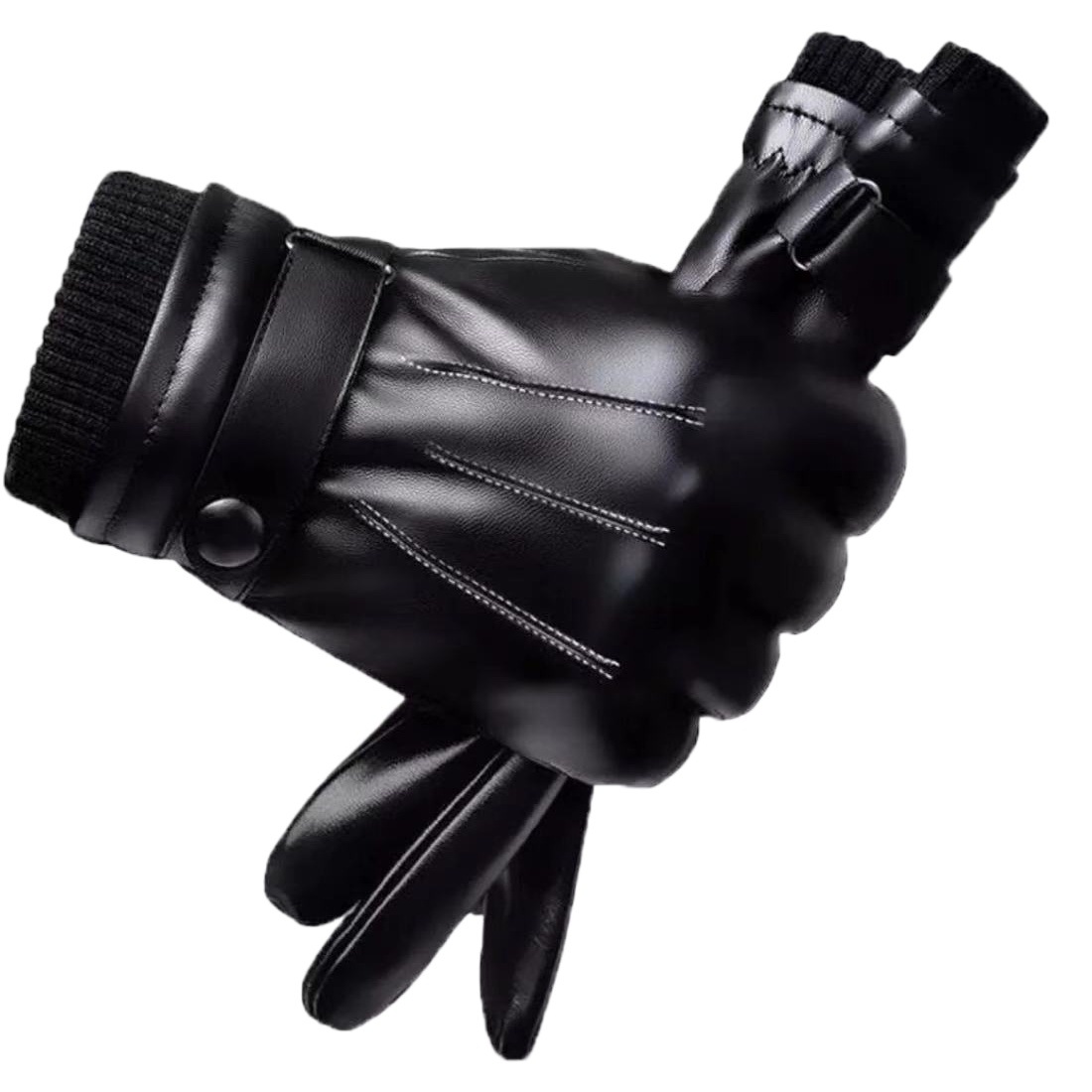 Warm Touch Screen Leather Gloves Men's Winter Outdoor Windproof and Cold-proof Riding Fleece-lined Thickened Motorcycle Gloves Skiing