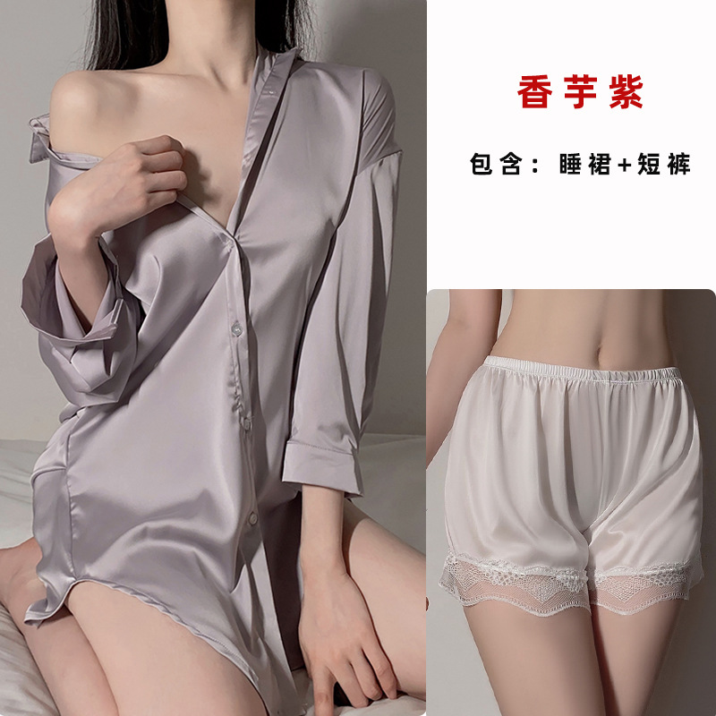 Picture of Ziqu boyfriend style shirt sexy plus size sexy pajamas pure desire women's thin nightdress home wear suit 6161