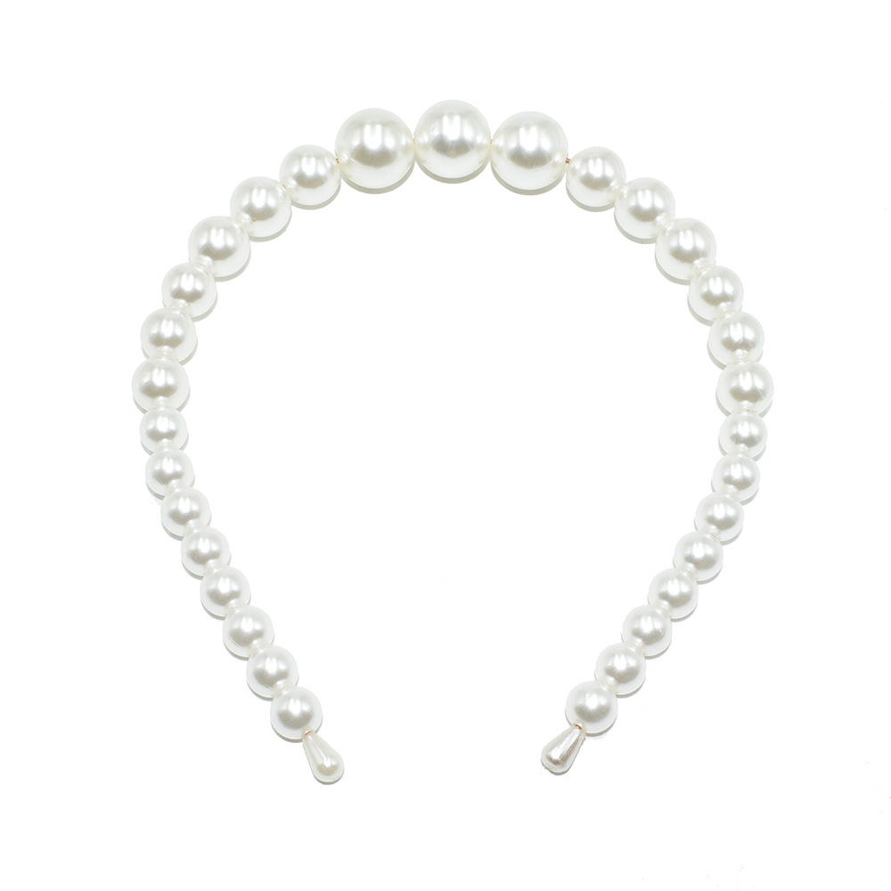 Picture of European and American Hot Selling Ladutong Large Pearl Headband Wedding Headwear Photo Studio Jewelry Handmade Beaded Pearl Headband