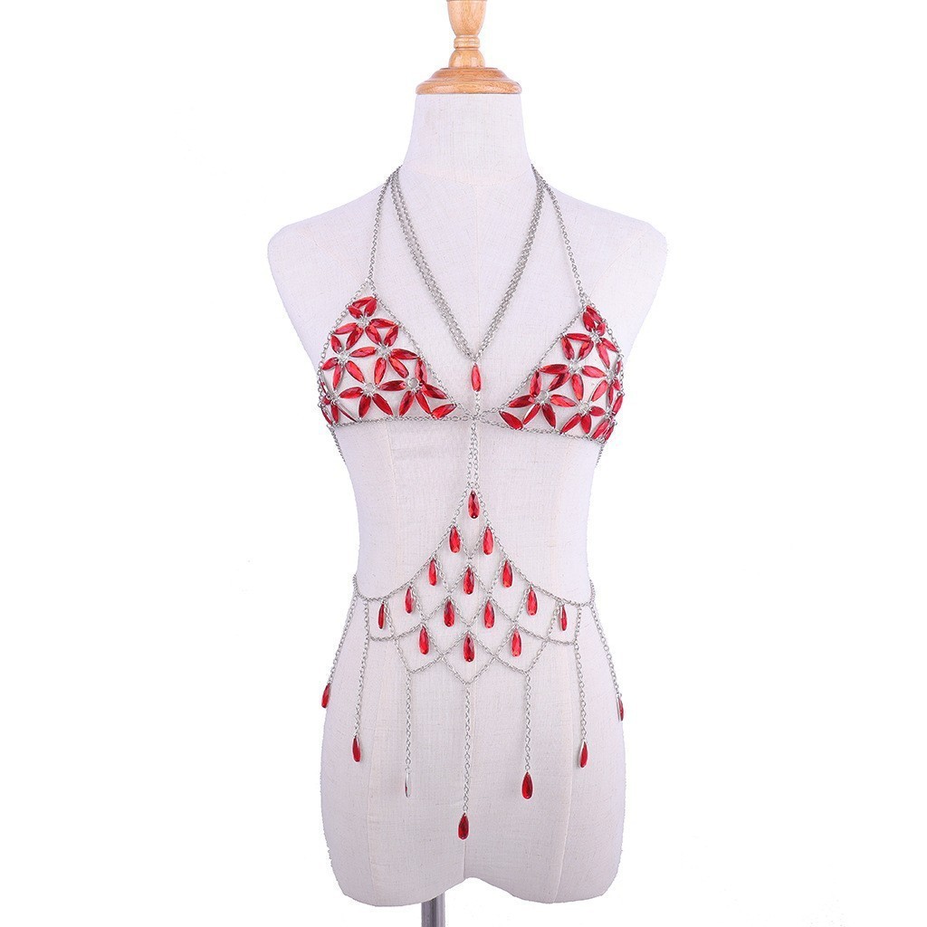 Picture of New European and American Cross-Border Jewelry Crystal Sexy Bra Chain Summer Beach Vacation Style Fashion Bikini Body Chain