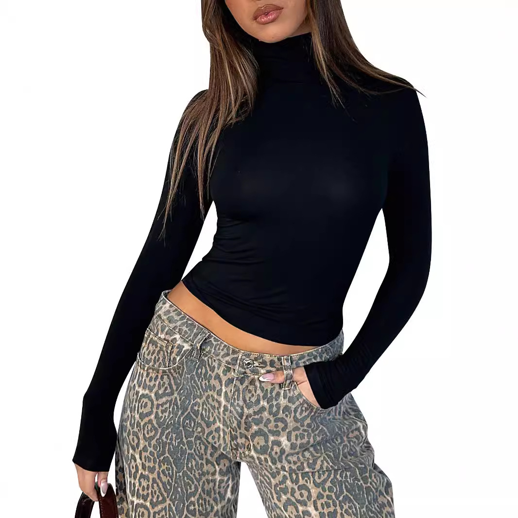 Picture of European and American Cross-border Women's 2024 New TK Amazon Premium Y2K Slim-fit Fashion Pure Desire High Collar Base