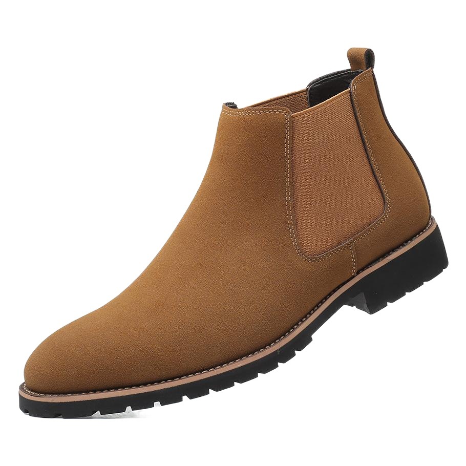 New Men's Round-Toe Leather Boots, Fashionable Frosted Mid-Top Chelsea Boots, Casual Large Size Men's Boots, Foreign Trade Shoes