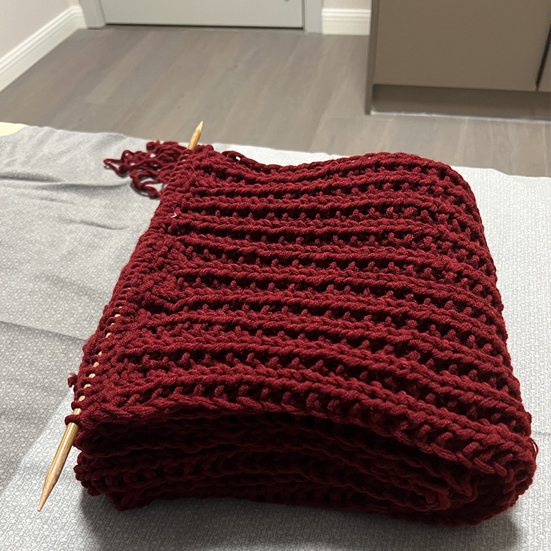 Picture of 8 strands of lover cotton wool red scarf handmade DIY wool strawberry bubble weaving material wrap neck special thread