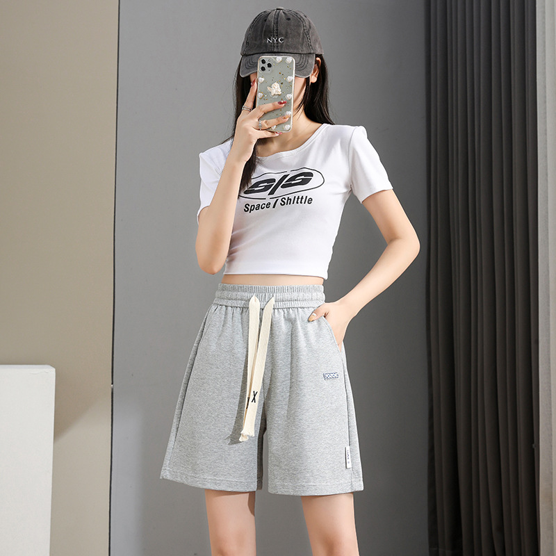 Picture of 【979】Women's Athletic Shorts for Summer, Straight-Leg Wide-Leg Pants, Women's Running Knee-Length Shorts, High-Waisted and Slimming