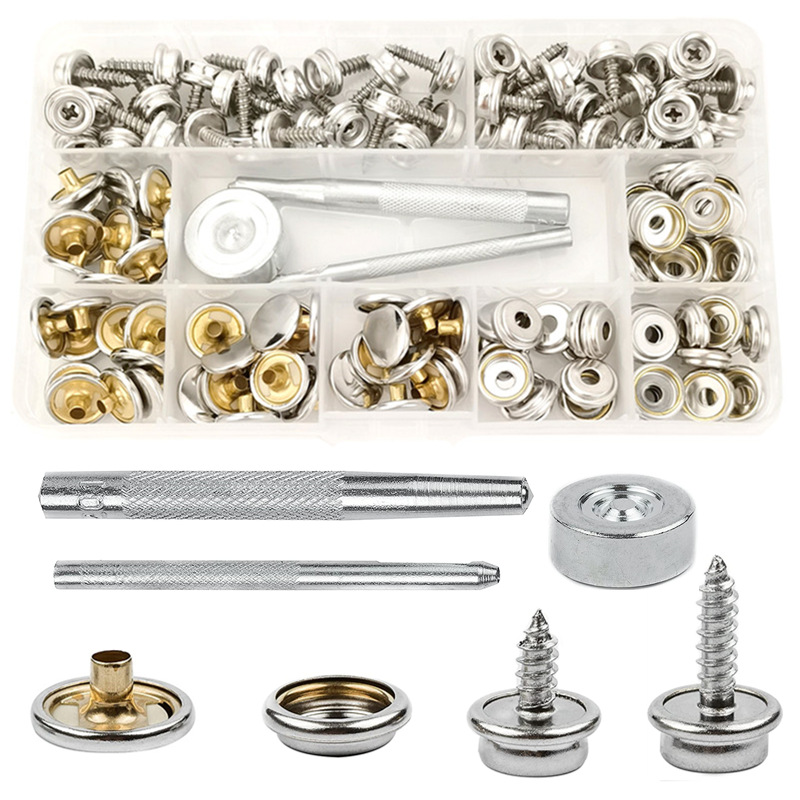 Boxed + Installation Tools Yacht Canvas Fixing Tarpaulin Stainless Steel Screws Metal Snap Fasteners Copper Snap Fasteners