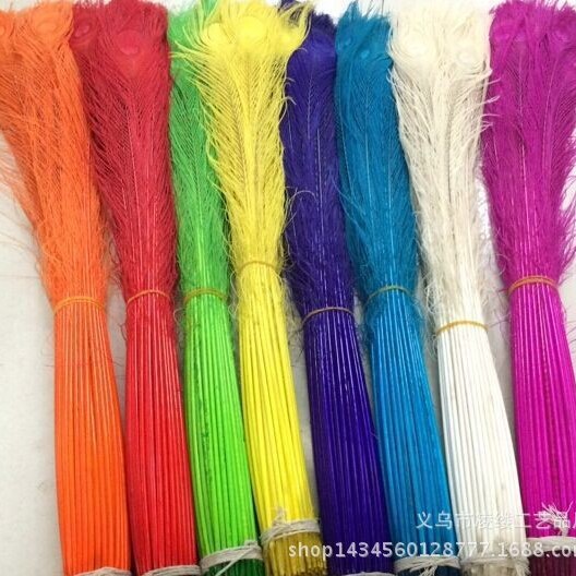 Spot supply decolorized peacock feather peacock feather 25-30cm 80-90cm for stage backboard vase