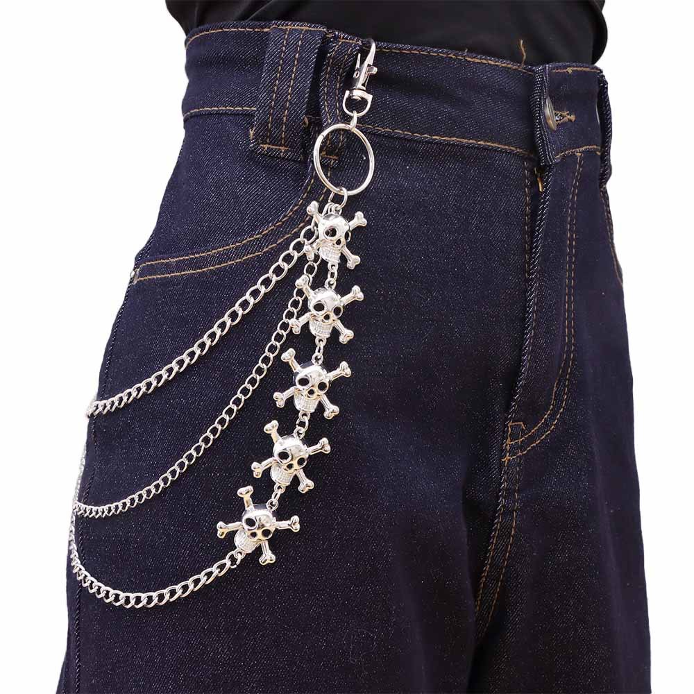 European and American Cross-border Jewelry Hip-hop Punk Metal Skull Head Waist Chain Women's Personality Fashion Multi-layer Chain Decorative Pants Chain