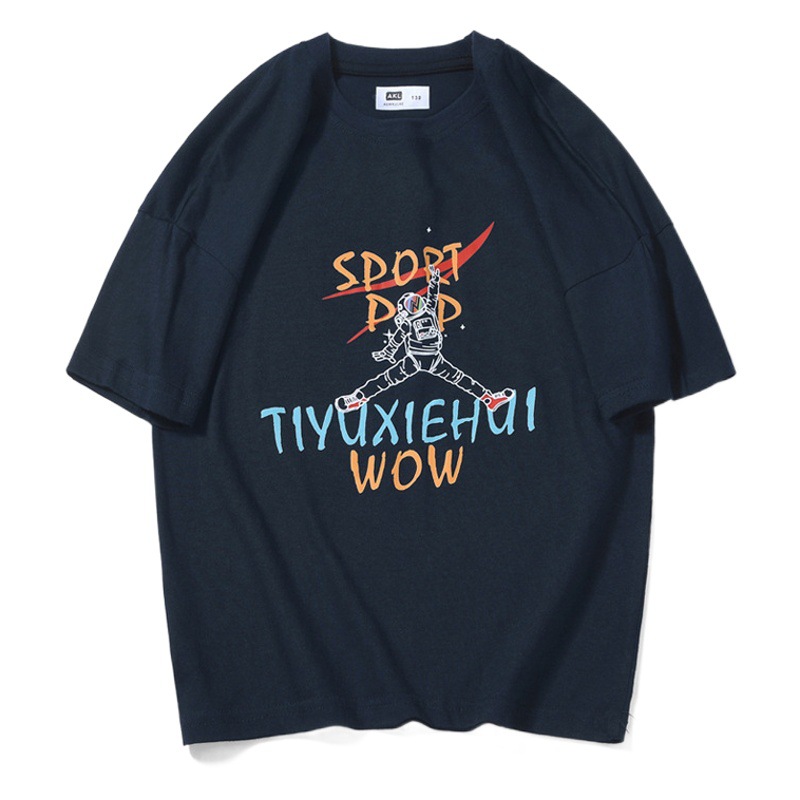 Summer Korean version of the new children's short sleeve T-shirt big children's cartoon loose short sleeve tide top boys half sleeve wholesale