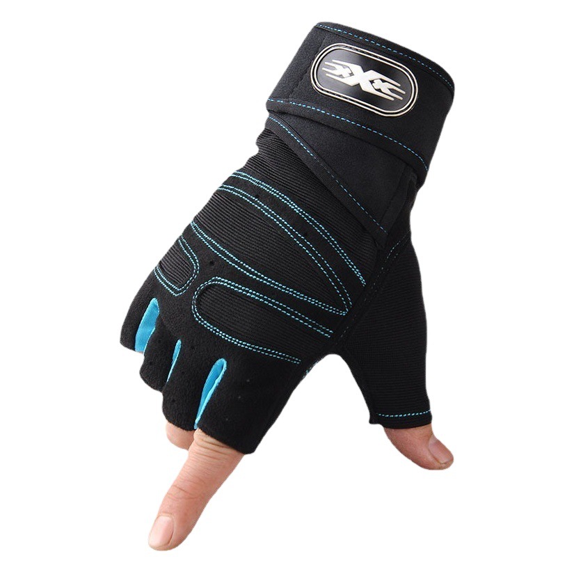 Weightlifting half finger gloves men's sports fitness equipment outdoor riding non-slip wrist breathable gloves wristband dumbbell