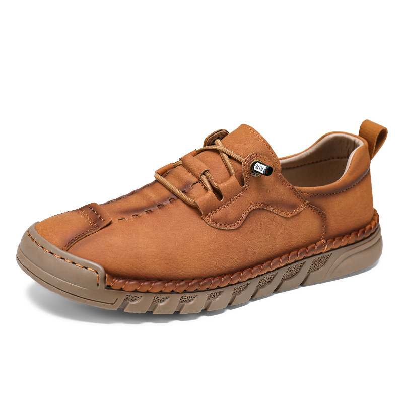 A755 Men's Shoes Handmade Casual Shoes Outdoor Leather Shoes Spring Low-top Flat Stitching plus size Leather Tooling Shoes for Hiking