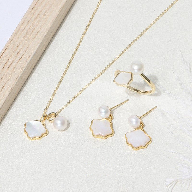 Cross-border Downstream Explosions Lifetime Necklace Earrings Ring Three-piece Set Popular Light Luxury Jewelry Not Falling
