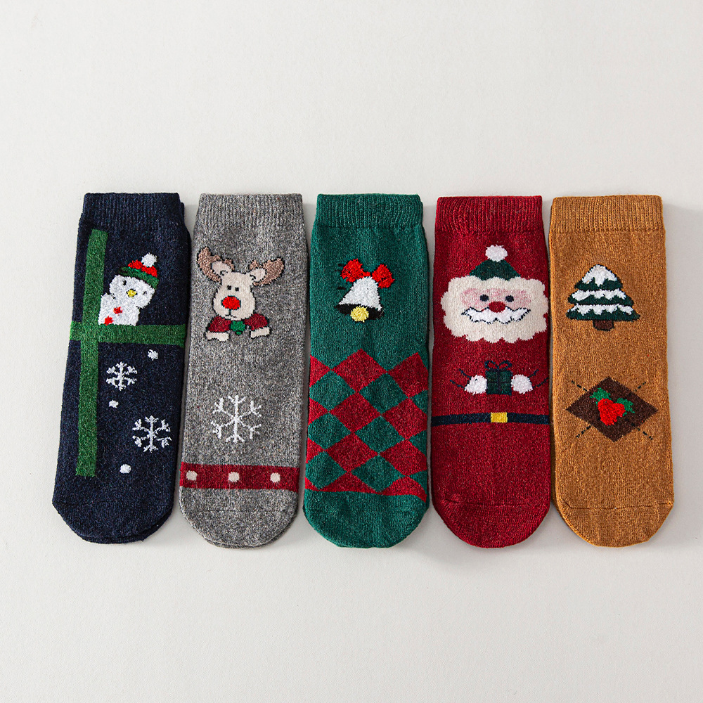 Cross-border New Wool Socks Festive Christmas Women's Socks Warm Thickened Winter Soft Mid-tube Women's Socks