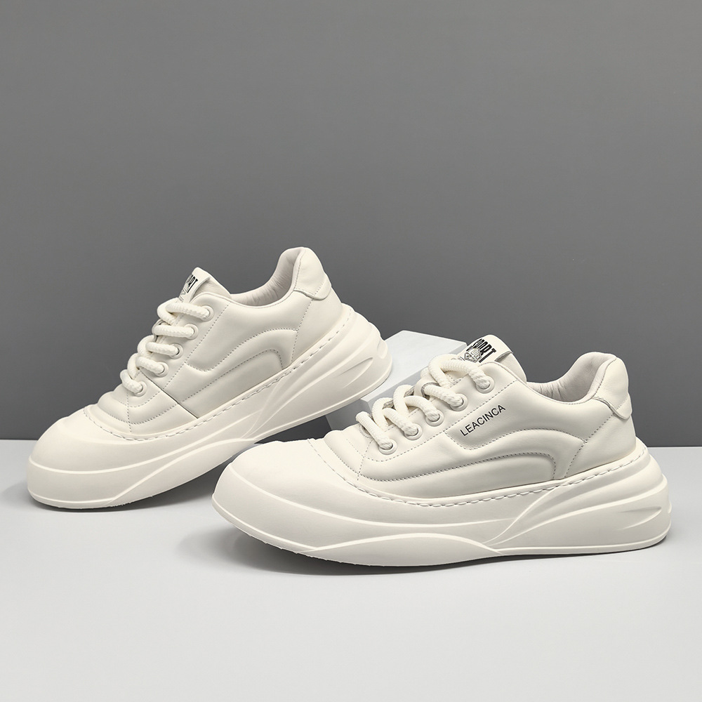 Men's Genuine Leather Platform Shoes Men's Trendy Shoes All-match Top-layer Cowhide European Station Niche Men's Sports Casual Shoes