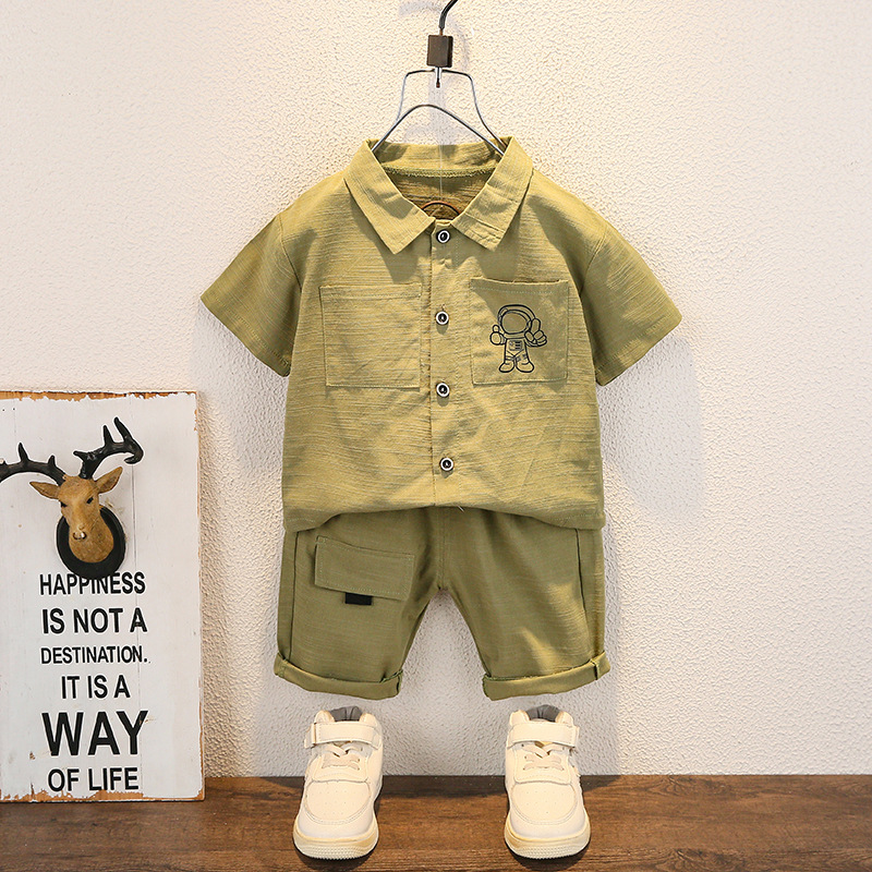 2023 New Children's Clothing Boy's Suit Summer Fashion Children's Korean Handsome Short-sleeved Shirt Two-piece Set