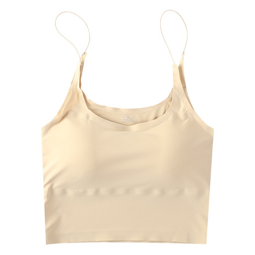 Cross-border Comfortable Ice Silk Traceless Vest with Chest Pad Sleep bra Inner tube top