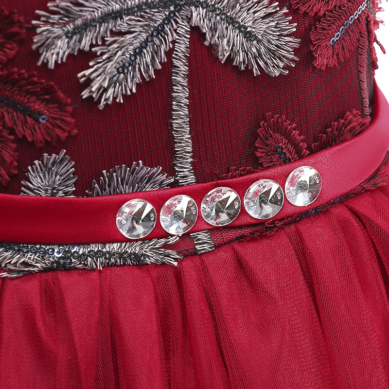 Picture of Amazon Wish Big Children's Wedding Dress Coconut Tree Embroidered Princess Dress Floor-Length Long Dress Catwalk Dress