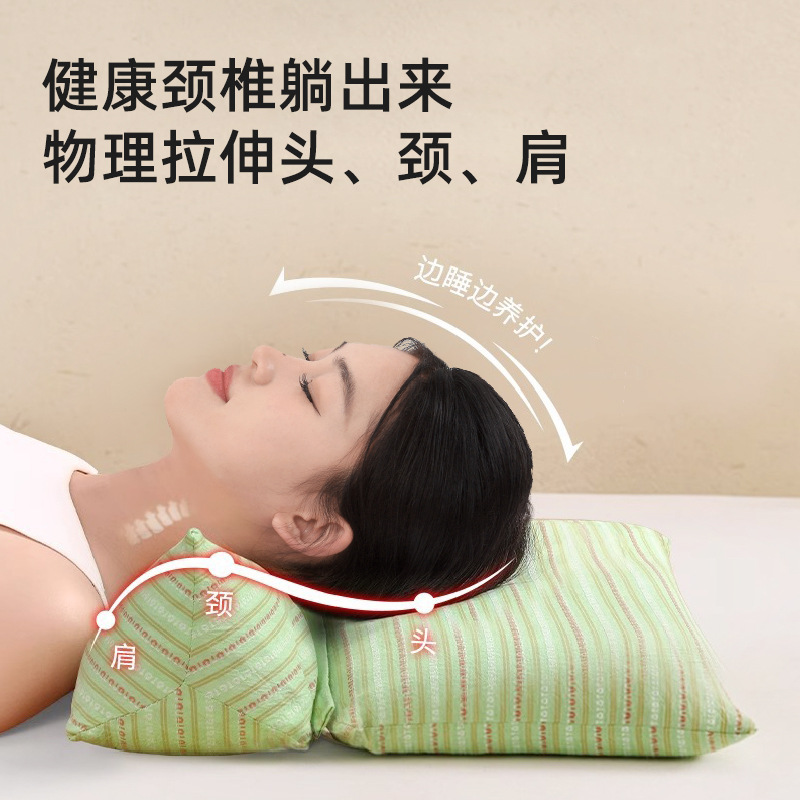 Picture of Triangular Cervical Spine Pillow Buckwheat Shell Sleep Traction Triangular Pillow Core Adult Sleeping Special Neck Pillow Buckwheat Pillow