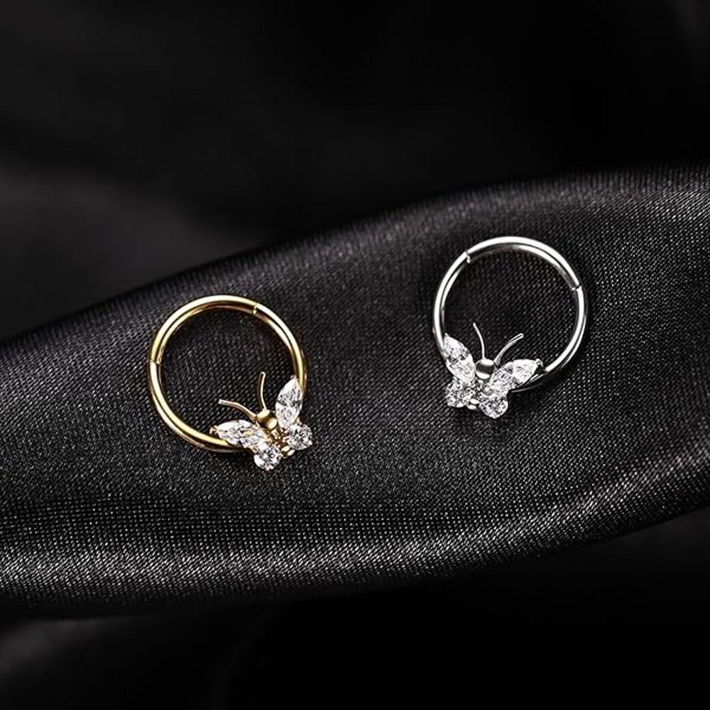 Europe and the United States cross-border Amazon fashion Joker explosions inlaid zircon stainless steel earrings earrings Joker butterfly nose
