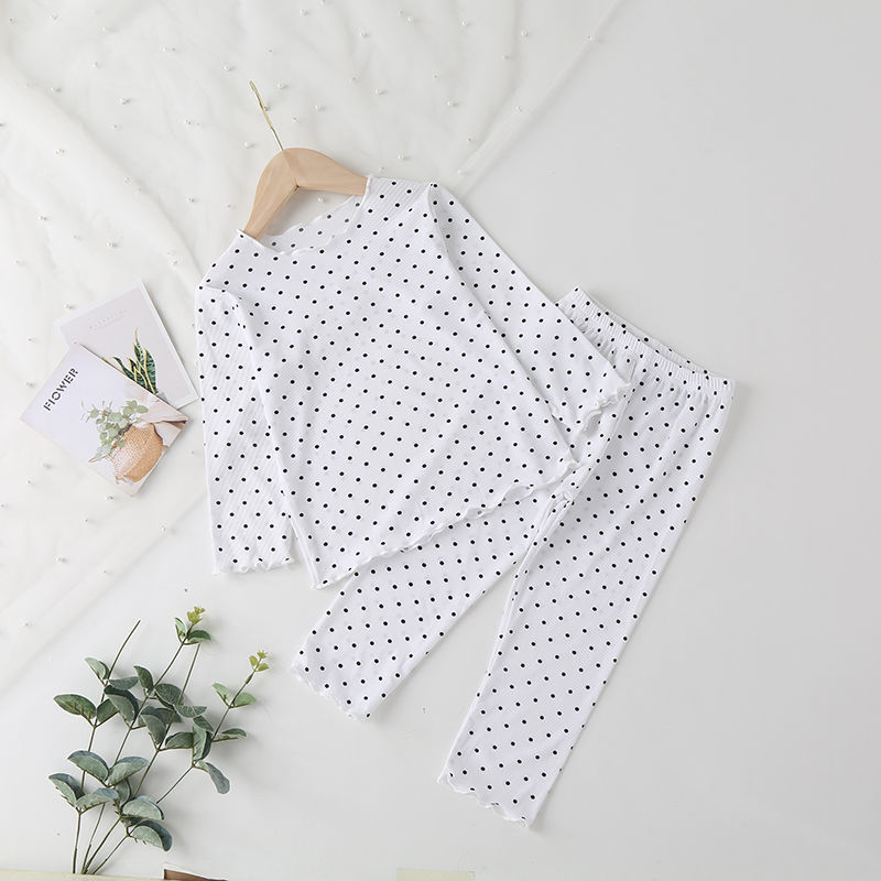 Picture of Children's Pajamas Summer Thin suit Dot Western Girl's Summer Two-piece Home Clothes Children's Air-conditioning Clothes Women