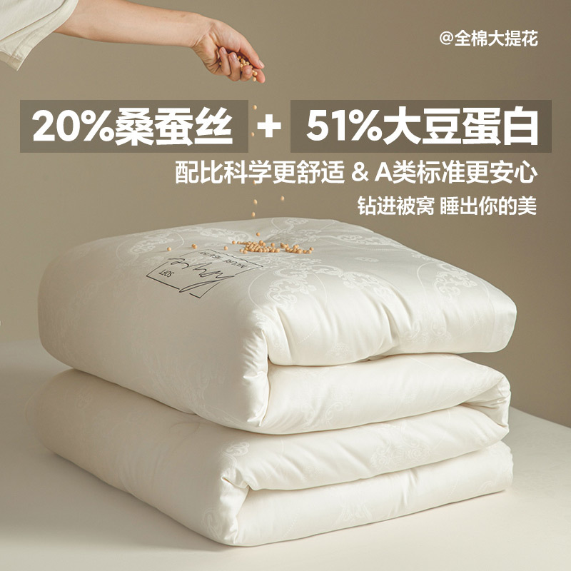 Picture of Class A Pure Cotton Mulberry Silk Soybean Quilt 60S Jacquard Quilt Core Winter Thickened Warm Zipper Spring and Autumn Quilt Core
