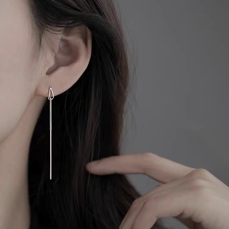 Tassel Chain Ear Line Women's Simple Cold Style All-match S925 Silver Pin Earrings Trendy Internet Trendy Fashion Creative Earrings
