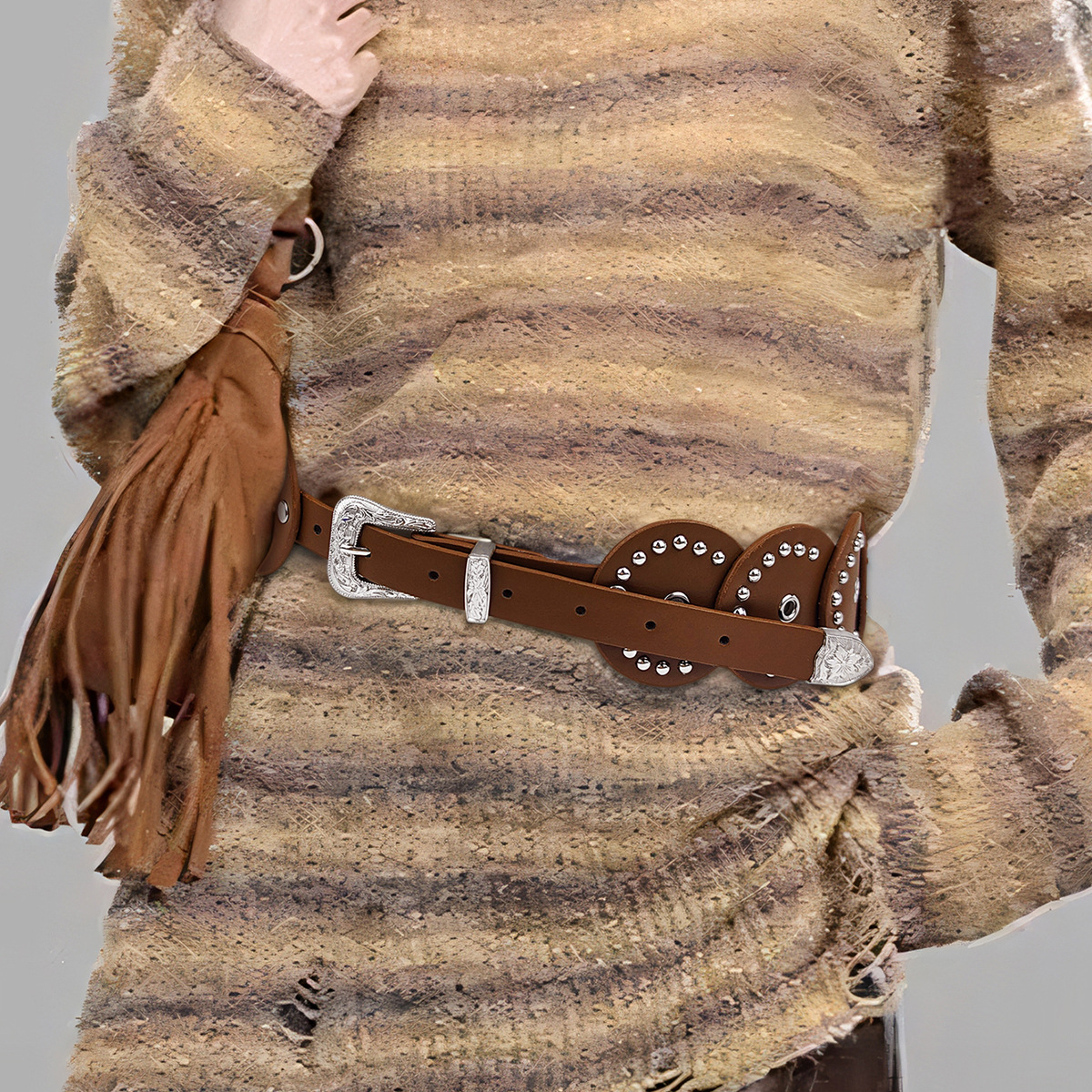 Cross-border hot sale western Denim belt personalized round rivet stitching belt vintage fashion belt women wholesale