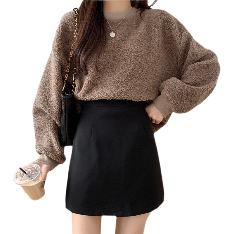 Black Skirt Women's Summer Wrap Skirt 2023 New High Waist Slimming Skirt A- Line Wrap Hip Skirt One-Step Skirt