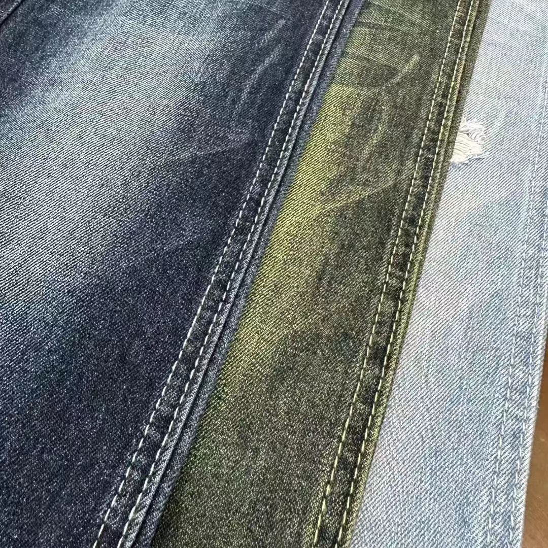 Cotton Denim fabric pure cotton twill bamboo joint Denim fabric 320g blue denim material
