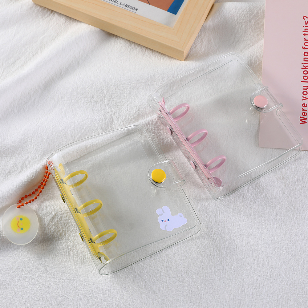 Picture of ins Korean version of shiny transparent hand Ledger PVC three-hole mini binder student Girl star chasing album book