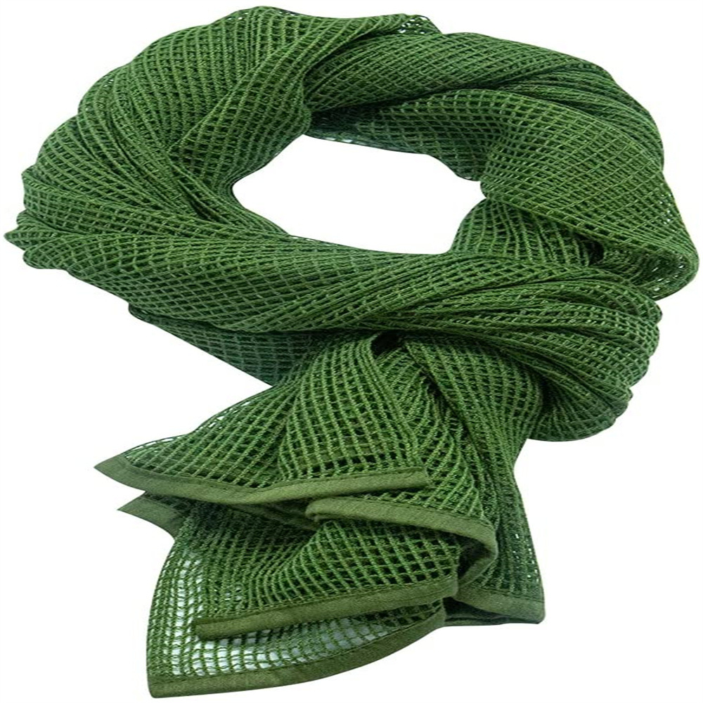 Cotton Scarf Mesh Army Green Mesh Cotton Square Grid Mesh Army Green Scarf Mesh