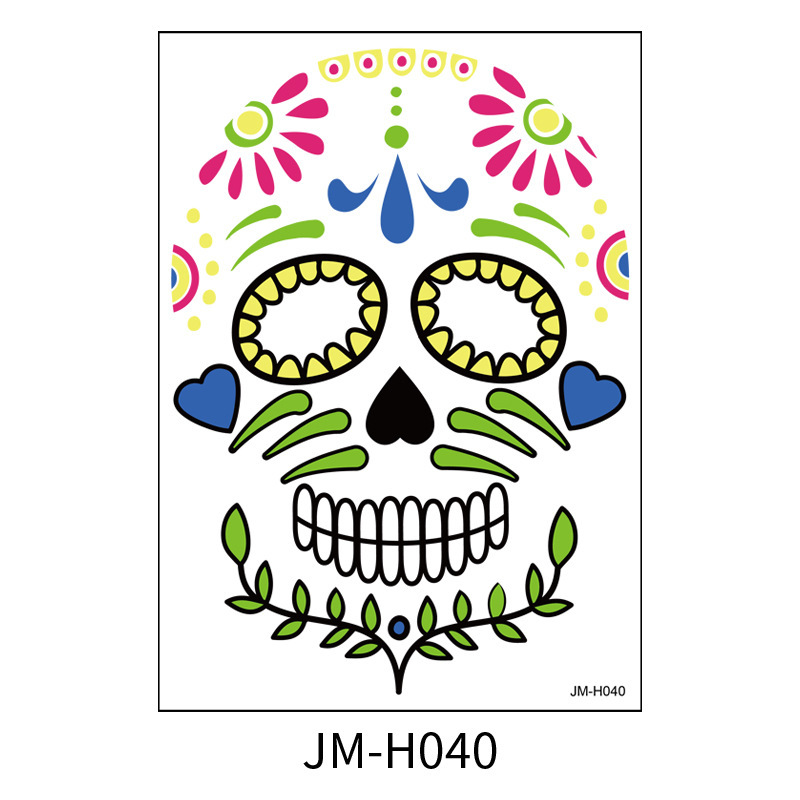 Picture of Cross-Border Waterproof and Sweat-Proof Day of the Dead Masquerade Funny Makeup Temporary Stickers Halloween Face Tattoo Stickers