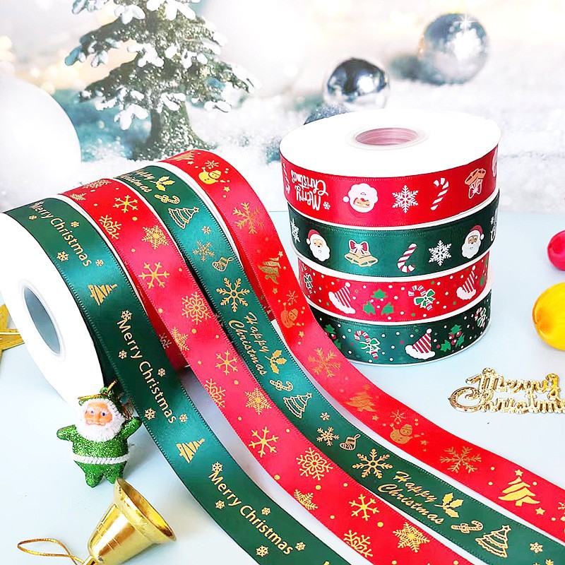 Christmas Ribbon Christmas Gift Box Decorative Packaging Ribbon DIY Cake Material Gift Bouquet Satin Ribbon Wholesale