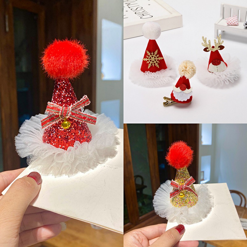 Christmas headdress girl lace gauze skirt elk old hat hairpin children photo photo super cute hair buckle