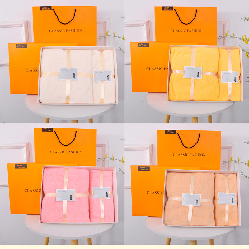 Picture of Towel Gift Box Towel Bath Towel Three-Piece Set Thickened Absorbent Opening Shop Celebration Wedding Birthday Gift