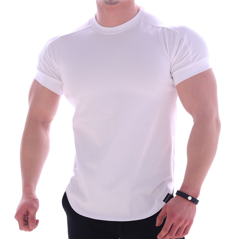 Picture of Muscle Cross-border Light Board Sports Fitness Short-sleeved T-shirt Men's Brothers Round Neck Elastic Training Exercise Tight Clothes