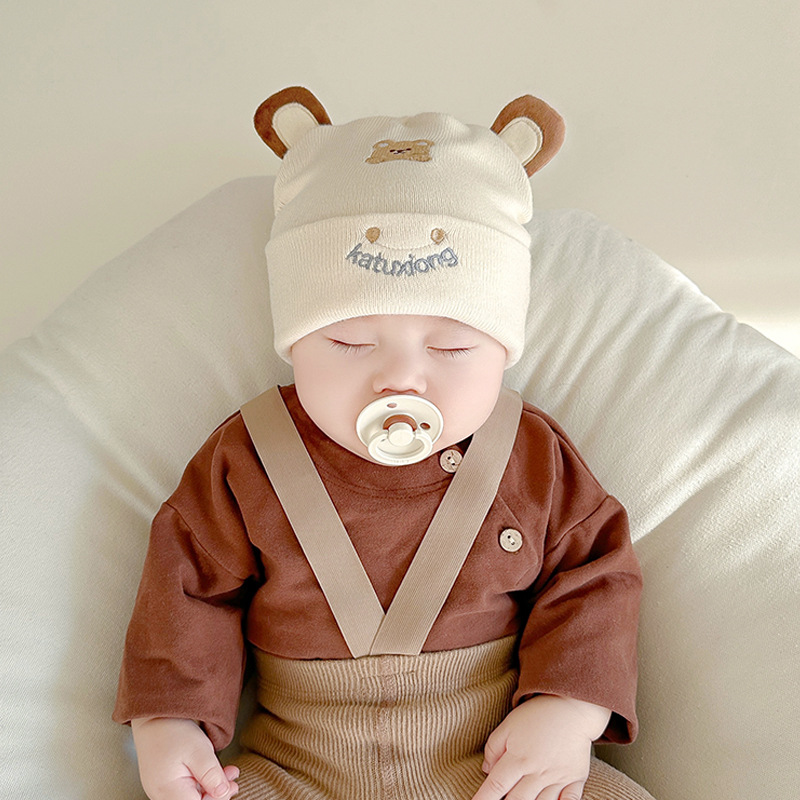Picture of Katu Bear Infant Hat Spring & Fall 3-6-12 Months Male and Female Baby Pullover Hat Cotton 100-Day Sleeping Hat