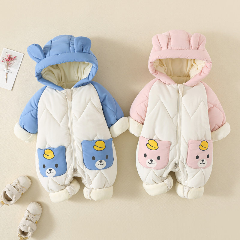 Newborn Baby Warm Clothes Cotton-padded Coat Thickened Baby Boys and Girls Hooded Thickened Cotton-padded Winter Outfit Outfit