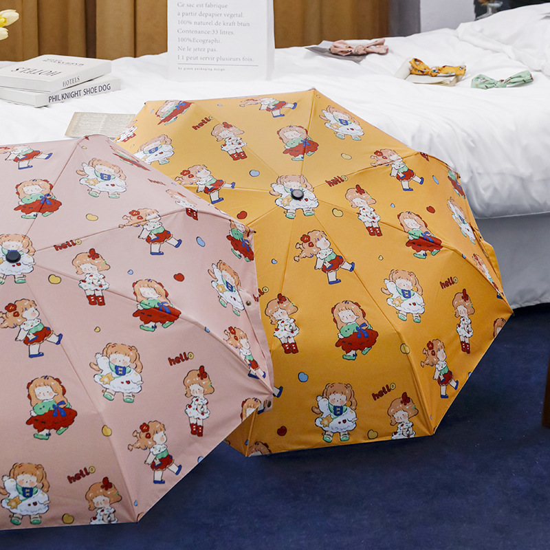 Healing Rain or Shine Umbrella, Cute Girl Student Ultra-Light Foldableing Sun Umbrella, Sun Protection Uv Parasol
