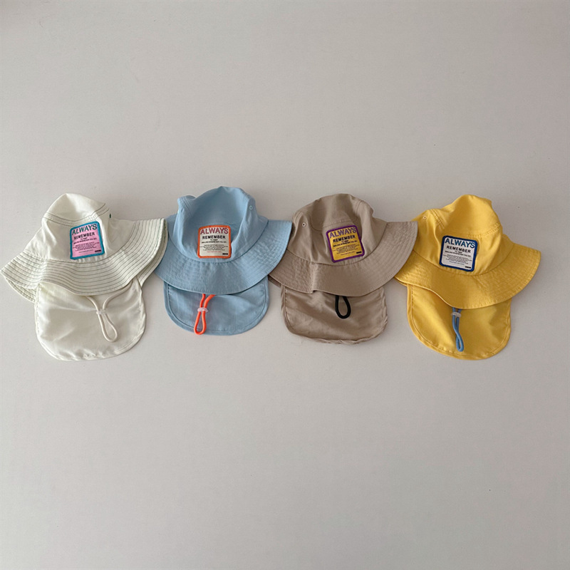 Children's Neck Protection Quick-drying Fisherman Hat Summer Outdoor Sunshade Sun Hat for Boys and Girls Beach Seaside Small Basin Hat