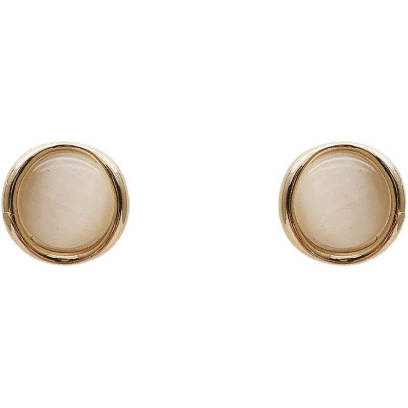 Cat's Eye Stone Earrings Women's Internet Celebrity Temperament High-end Sense Small Earrings 2023 New Fashion Sterling Silver Needle Western Style Explosions
