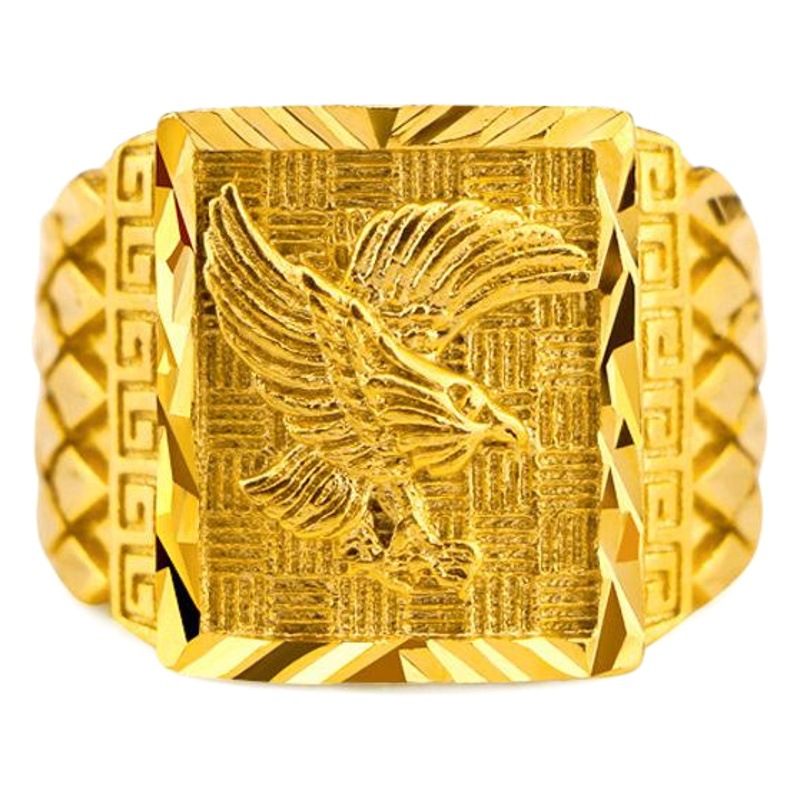Atmospheric men's sand gold ring eagle pure brass plated 24K gold ring opening size gold plated jewelry wholesale