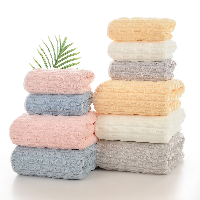 Cross-Border Supply Coral Velvet Bamboo Velvet Face Towel Bath Towel Set Twel Gift Box Embroidered Souvenir Antibacterial