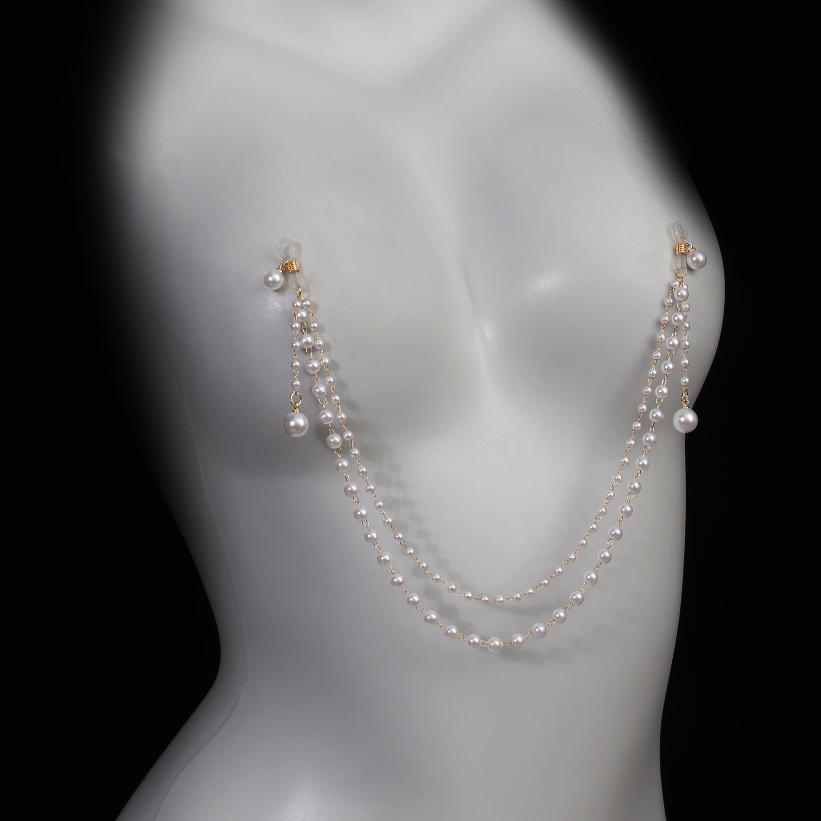 Picture of European and American Personality Exaggerated Nipple Chain Body Chain Accessories Women's Cross-border Nightclub Sexy Milk Chain Imitation Pearl Tassel Chest Chain