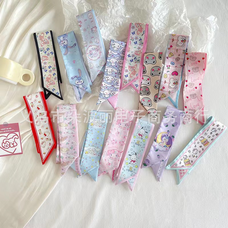 2025 New Cartoon Scarf Tie Hair Band Bow Ribbon Tie Bag Accompanying Gift Scarf Ribbon Wholesale