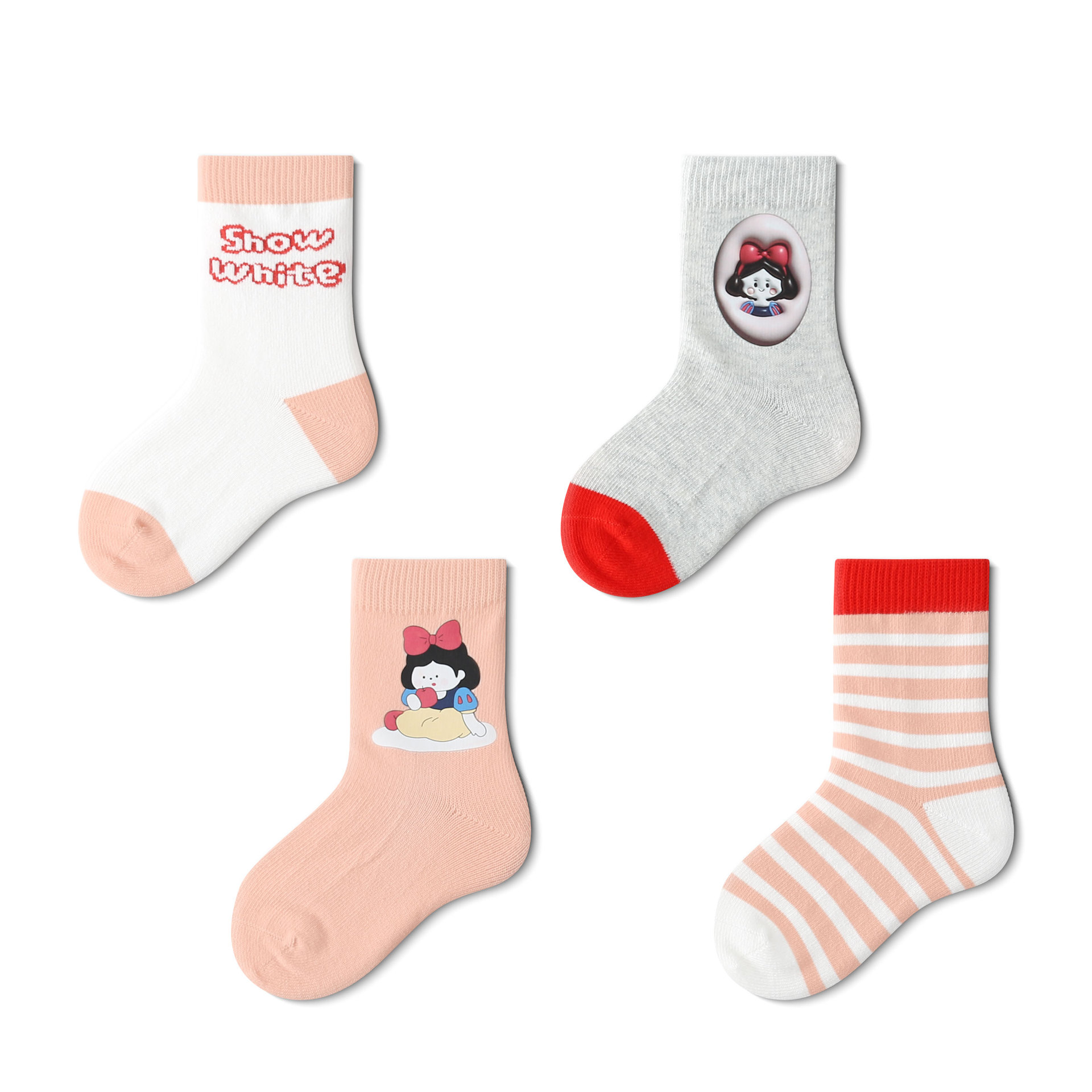 Picture of Autumn and Winter new pure cotton children's socks cartoon hot painting pink girls' socks wireless head mid-calf baby socks
